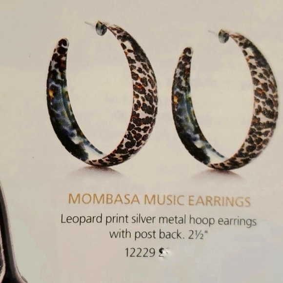 Mombasa Music leopard print earrings from Celebrating Home. 2.5 inches in length - Picture 6 of 6